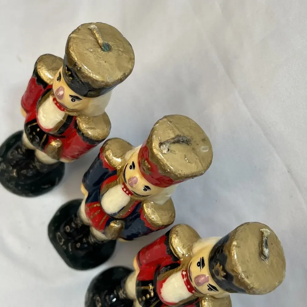 Vintage Nutcracker Soldiers Holiday Wax Candles Figurines 1990s Set of 3